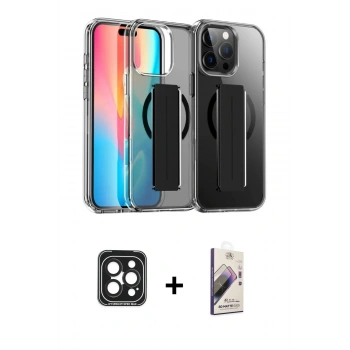 ieg™ iPhone 15 Pro Max Kılıf Nova Işık Koleksiyonu - Siyah Bilvis 3D Mat Cam Ekran Koruyucu + Siyah PVD Metal Kamera Lens