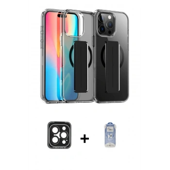 ieg™ iPhone 15 Pro Max Kılıf Nova Işık Koleksiyonu - Siyah Joko Magic 5D Cam + Siyah PVD Metal Kamera Lens