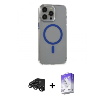 ieg™ iPhone 15 Pro Max Kılıf Odak Form Özel Seri - Siyah Bilvis 5in1 3D Magic Cam Ekran Koruyucu + Titanyum Gri Raze Metal Kamera Lens