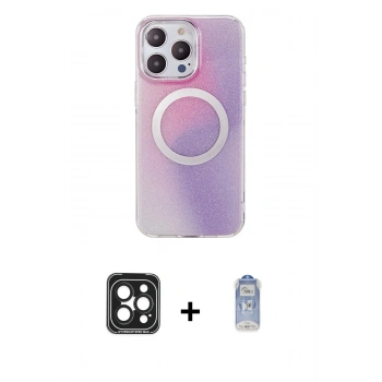 ieg™ iPhone 15 Pro Max Kılıf Pusula Form - Siyah Joko Magic 5D Cam + Siyah PVD Metal Kamera Lens