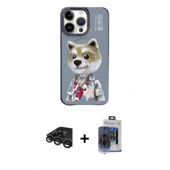 ieg™ iPhone 15 Pro Max Kılıf Siluet Modern Özel Seri - Siyah Vanessa Magic Cam + Titanyum Gri Raze Metal Kamera Lens