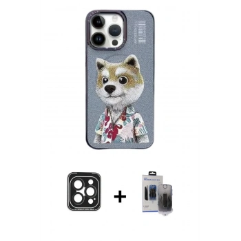 ieg™ iPhone 15 Pro Max Kılıf Siluet Modern Özel Seri - Siyah Vanessa Magic Hayalet Cam + Siyah PVD Metal Kamera Lens