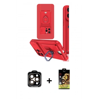 ieg™ iPhone 15 Pro Max Kılıf Vadi Form Prime - Siyah Buffer Cam Ekran Koruyucu + Turuncu PVD Metal Kamera Lens