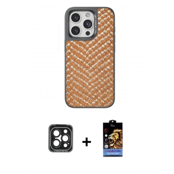 ieg™ iPhone 15 Pro Max Kılıf Vadi Özel Seri - Siyah Buffer Hayalet Cam Ekran Koruyucu + Siyah PVD Metal Kamera Lens