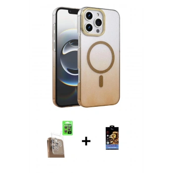 ieg™ iPhone 16 Pro Kılıf Ahenk Doku Özel Seri - Siyah Buffer Hayalet Cam Ekran Koruyucu + Çöl Titanyum Raze Metal Kamera Lens