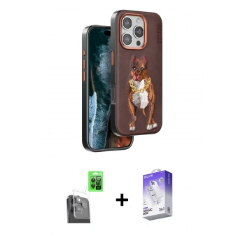 ieg™ iPhone 16 Pro Kılıf Nova Form Koleksiyonu - Siyah Bilvis 5in1 3D Magic Cam Ekran Koruyucu + Siyah Raze Metal Kamera Lens