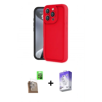 ieg™ iPhone 16 Pro Kılıf Yankı Yansıma Özel Seri - Siyah Bilvis 5in1 3D Magic Cam Ekran Koruyucu + Çöl Titanyum Raze Metal Kamera Lens