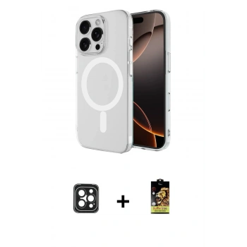 ieg™ iPhone 16 Pro Max Kılıf Ahenk Yansıma Prime - Siyah Buffer Cam Ekran Koruyucu + Siyah PVD Metal Kamera Lens