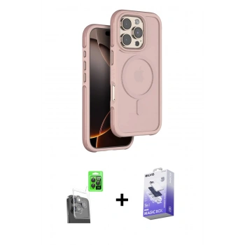 ieg™ iPhone 16 Pro Max Kılıf Çekirdek Minimal Prime - Siyah Bilvis 5in1 5D Magic Hayalet Cam Ekran Koruyucu + Siyah Raze Metal Kamera Lens