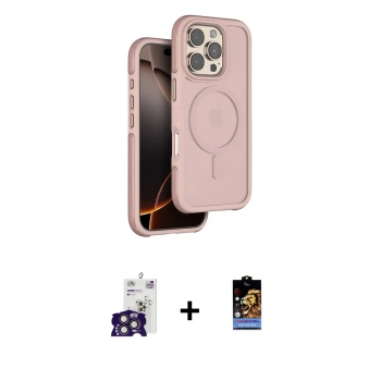 ieg™ iPhone 16 Pro Max Kılıf Çekirdek Minimal Prime - Siyah Buffer Hayalet Cam Ekran Koruyucu + Titanyum Gri Bilvis Titan Kamera Lens