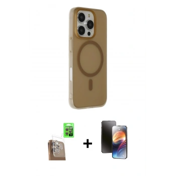 ieg™ iPhone 16 Pro Max Kılıf Çekirdek Modern Prime - Siyah 3D Antistatik Mat Seramik Nano Ekran Koruyucu + Çöl Titanyum Raze Metal Kamera Lens