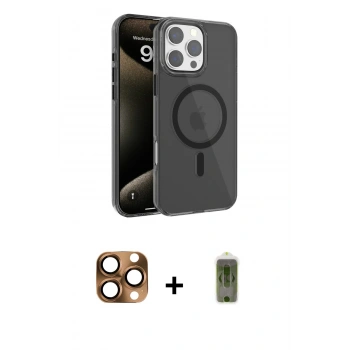 ieg™ iPhone 16 Pro Max Kılıf Doruk Doku Özel Seri - Siyah Joko Magic 5D Hayalet Cam + Çöl Titanyum Pers Alüminyum Kamera Lens
