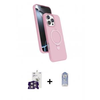 ieg™ iPhone 16 Pro Max Kılıf İz Işık Koleksiyonu - Siyah Joko Magic 5D Cam + Gümüş Bilvis Titan Kamera Lens