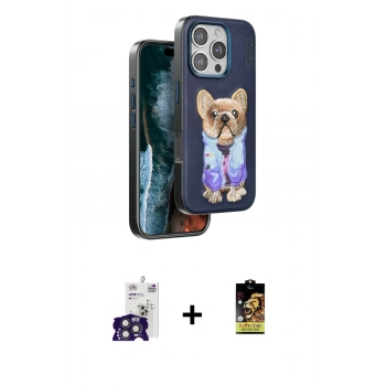 ieg™ iPhone 16 Pro Max Kılıf İz Minimal Koleksiyonu - Siyah Buffer Cam Ekran Koruyucu + Titanyum Gri Bilvis Titan Kamera Lens