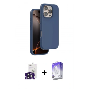 ieg™ iPhone 16 Pro Max Kılıf Kıvılcım Çizgi Serisi - Siyah Bilvis 5in1 3D Magic Cam Ekran Koruyucu + Siyah Bilvis Titan Kamera Lens