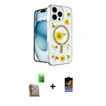 ieg™ iPhone 16 Pro Max Kılıf Kozmos Doku - Siyah Buffer Hayalet Cam Ekran Koruyucu + Çöl Titanyum Raze Metal Kamera Lens