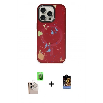 ieg™ iPhone 16 Pro Max Kılıf Kozmos Doku - Siyah Buffer Hayalet Cam Ekran Koruyucu + Natural Grey Raze Metal Kamera Lens