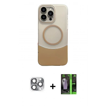 ieg™ iPhone 16 Pro Max Kılıf Kozmos Form Özel Seri - Şeffaf 360 Full Body Arka Koruyucu + Gri Pers Alüminyum Kamera Lens