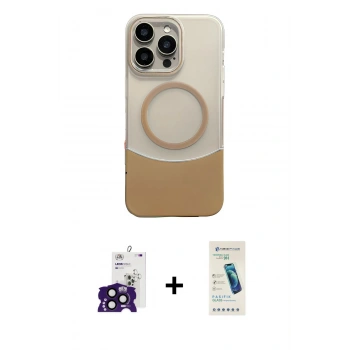 ieg™ iPhone 16 Pro Max Kılıf Kozmos Form Özel Seri - Şeffaf Pasifik Cam Ekran Koruyucu + Siyah Bilvis Titan Kamera Lens