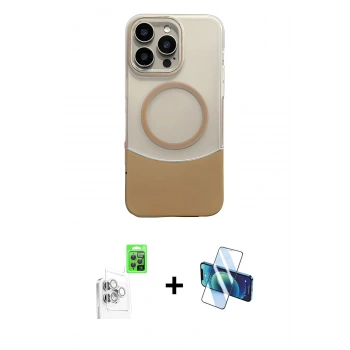 ieg™ iPhone 16 Pro Max Kılıf Kozmos Form Özel Seri - Siyah 3D Antistatik Seramik Nano Ekran Koruyucu + Beyaz Raze Metal Kamera Lens