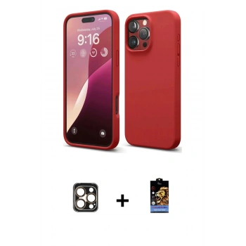 ieg™ iPhone 16 Pro Max Kılıf Kozmos Yansıma Özel Seri - Siyah Buffer Hayalet Cam Ekran Koruyucu + Gold PVD Metal Kamera Lens