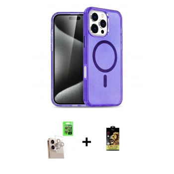 ieg™ iPhone 16 Pro Max Kılıf Nova Asil Prime - Siyah Buffer Cam Ekran Koruyucu + Natural Grey Raze Metal Kamera Lens