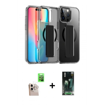 ieg™ iPhone 16 Pro Max Kılıf Nova Işık Koleksiyonu - Siyah 360 Mat Full Body Arka Koruyucu + Natural Grey Raze Metal Kamera Lens