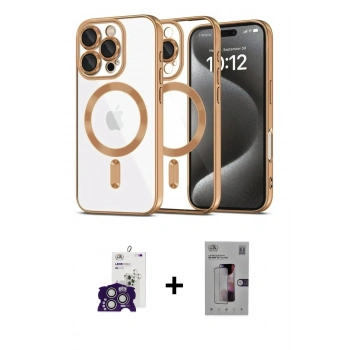 ieg™ iPhone 16 Pro Max Kılıf Nova Işık Özel Seri - Siyah Bilvis 3D Mat Cam Ekran Koruyucu + Gümüş Bilvis Titan Kamera Lens
