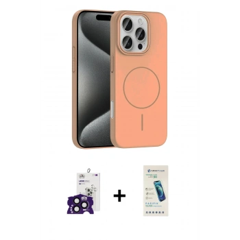 ieg™ iPhone 16 Pro Max Kılıf Siluet Doku Özel Seri - Şeffaf Pasifik Cam Ekran Koruyucu + Siyah Bilvis Titan Kamera Lens