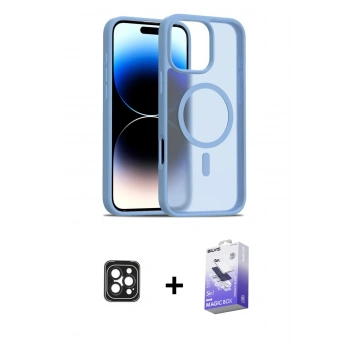 ieg™ iPhone 16 Pro Max Kılıf Siluet Minimal Prime - Siyah Bilvis 5in1 5D Magic Hayalet Cam Ekran Koruyucu + Siyah PVD Metal Kamera Lens