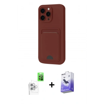 ieg™ iPhone 16 Pro Max Kılıf Vadi Çizgi Prime - Siyah Bilvis 5in1 5D Magic Hayalet Cam Ekran Koruyucu + Beyaz Raze Metal Kamera Lens