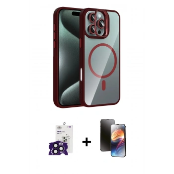 ieg™ iPhone 16 Pro Max Kılıf Yadigar Asil Koleksiyonu - Siyah 3D Antistatik Mat Seramik Nano Ekran Koruyucu + Siyah Bilvis Titan Kamera Lens