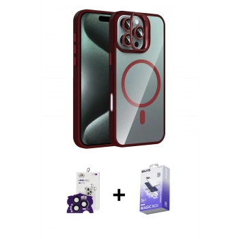 ieg™ iPhone 16 Pro Max Kılıf Yadigar Asil Koleksiyonu - Siyah Bilvis 5in1 5D Magic Hayalet Cam Ekran Koruyucu + Siyah Bilvis Titan Kamera Lens
