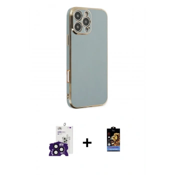 ieg™ iPhone 16 Pro Max Kılıf Yankı Serisi - Siyah Buffer Hayalet Cam Ekran Koruyucu + Siyah Bilvis Titan Kamera Lens