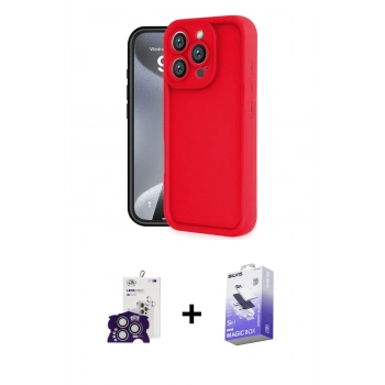 ieg™ iPhone 16 Pro Max Kılıf Yankı Yansıma Özel Seri - Siyah Bilvis 5in1 5D Magic Hayalet Cam Ekran Koruyucu + Gümüş Bilvis Titan Kamera Lens
