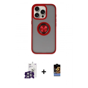 ieg™ iPhone 16 Pro Max Kılıf Yörünge Çizgi - Siyah Buffer Hayalet Cam Ekran Koruyucu + Gümüş Bilvis Titan Kamera Lens