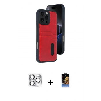 ieg™ iPhone 16 Pro Max Kılıf Yörünge Işık Serisi - Siyah Buffer Hayalet Cam Ekran Koruyucu + Gümüş Pers Alüminyum Kamera Lens