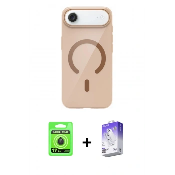 ieg™ iPhone 17 Air Kılıf Pusula Form Özel Seri - Siyah Bilvis 5in1 3D Magic Cam Ekran Koruyucu + Siyah Raze Metal Kamera Lens