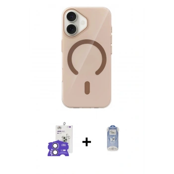 ieg™ iPhone 17 Kılıf Pusula Form Özel Seri - Siyah Joko Magic 5D Cam + Lila Bilvis Titan Kamera Lens