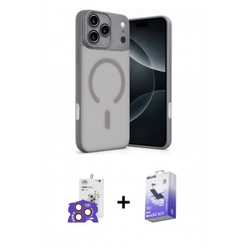 ieg™ iPhone 17 Pro Max Kılıf Çekirdek Klasik Özel Seri - Siyah Bilvis 5in1 5D Magic Hayalet Cam Ekran Koruyucu + Turuncu Bilvis Titan Kamera Lens