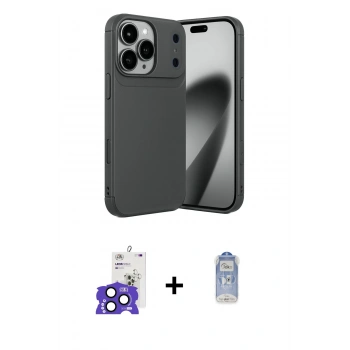 ieg™ iPhone 17 Pro Max Kılıf Eksen Form Prime - Siyah Joko Magic 5D Cam + Lacivert Bilvis Titan Kamera Lens