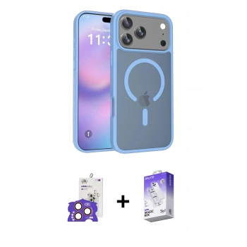 ieg™ iPhone 17 Pro Max Kılıf Siluet Minimal Prime - Siyah Bilvis 5in1 3D Magic Cam Ekran Koruyucu + Turuncu Bilvis Titan Kamera Lens
