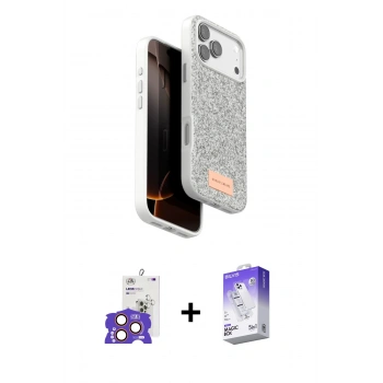 ieg™ iPhone 17 Pro Max Kılıf Vadi Klasik Serisi - Siyah Bilvis 5in1 3D Magic Cam Ekran Koruyucu + Turuncu Bilvis Titan Kamera Lens