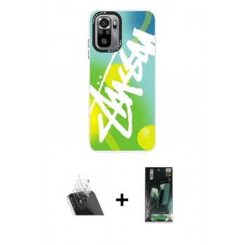 ieg™ Redmi Note 10 Kılıf Siluet Çizgi Koleksiyonu - Şeffaf 360 Full Body Arka Koruyucu + Şeffaf Kamera Lens Koruma Cam