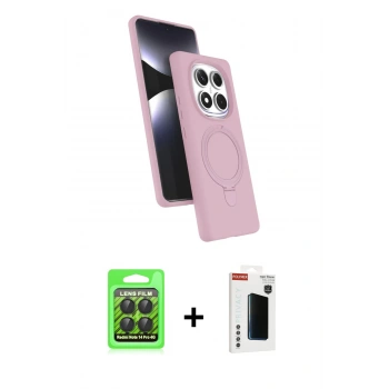 ieg™ Redmi Note 14 Pro 4G Kılıf İz Işık Koleksiyonu - Şeffaf Hayalet Polymer Nano Ekran Koruyucu + Siyah Raze Metal Kamera Lens