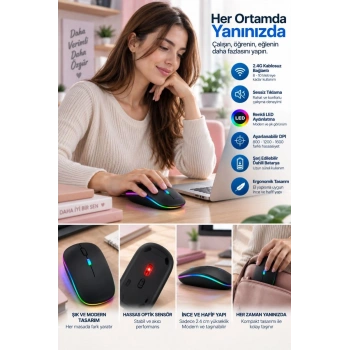 İnce Ergonomik Tasarım 2.4g Kablosuz Led Mouse