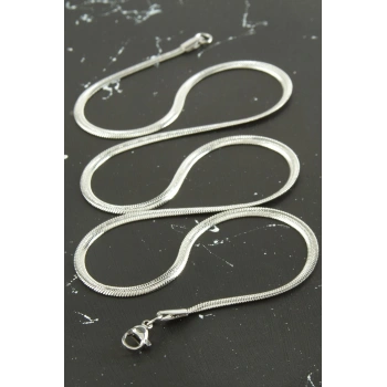 İnce İtalyan Zincir Çelik Kolye 45 cm