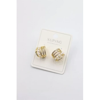 İnci Halka Küpe - Altın