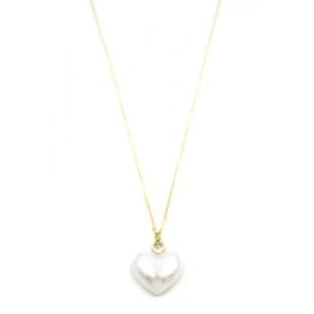 İnci Kalp Kolye - Altın