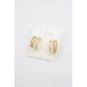 İncili Halka Küpe - Altın